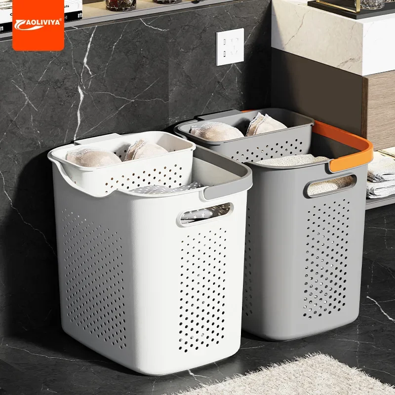 Aoliviya Dirty Clothes Basket Household Toilet Bathroom Laundry Basket Dirty Laundry Partition Bath Storage Basket Laundry Baske