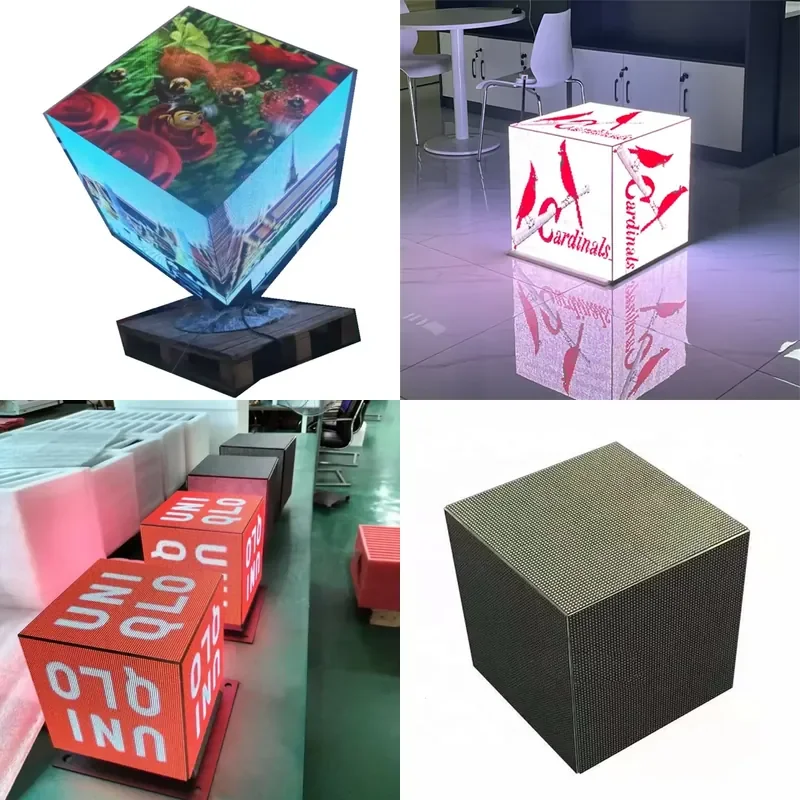 for P2 P2.5 P3 P4 Full Color 3D Rubik's Cube LED Display Signage Commercial Advertising Rubik's Cube Box