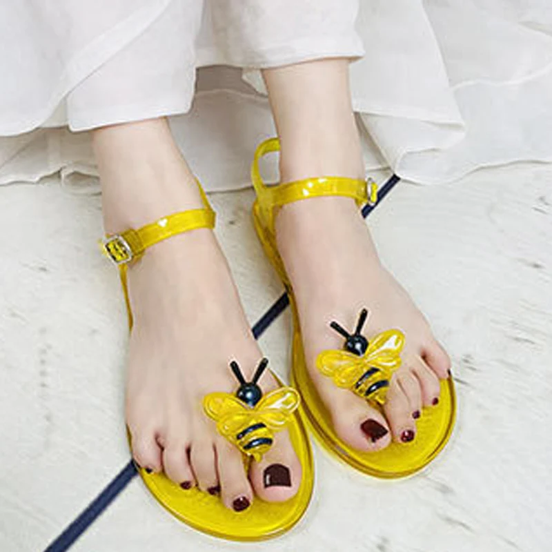 Women Fruit Sandals Transparent PVC Flat Flip-flop Sandal Ladies  2022 Summer Outdoor Fashion Non-slip Buckle Strap Beach Shoes