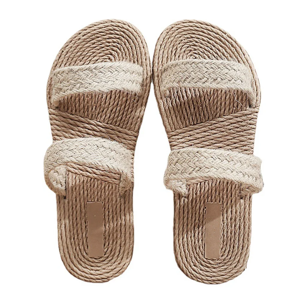 

Straw Sandals Flat Shoes Women Beach Slipper Comfortable Eco Friendly Long Term Wear Bedroom Garden Ladies Sandals Summer Style