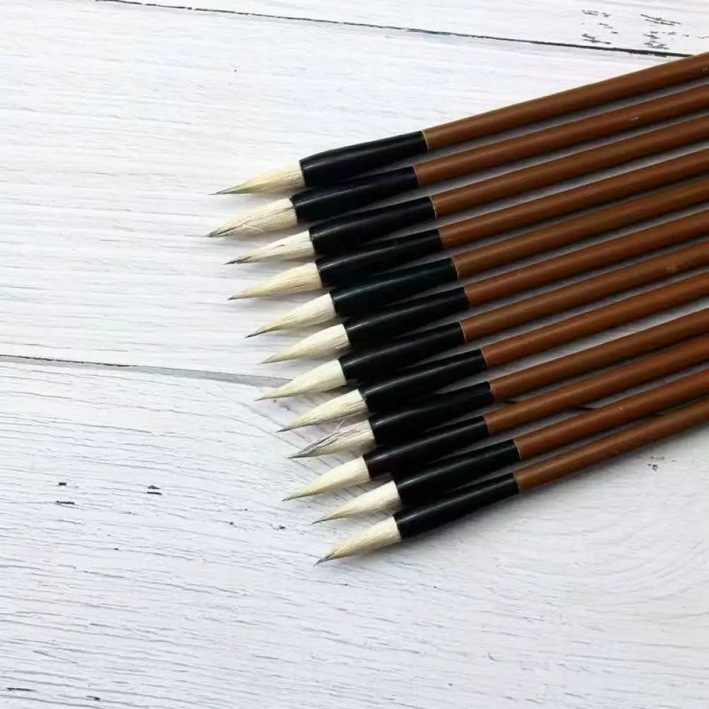 Professional Chinese Calligraphy Brush Student Writing Drawing Tool Multi Size Wolf Hair Mixed Soft Tip Practice Pen