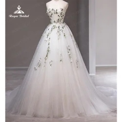 Roycebridal Strapless A Line Wedding Dress 2025 Court Train Organza with Embroidery Wedding Gown vestido de novia para boda novi