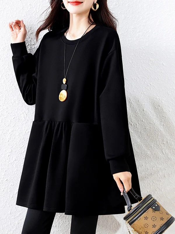 هودي نسائي بمقاسات كبيرة للخريف والشتاء بلون واحد، ملابس نسائية بمقاسات كبيرة، تصميم يخفي الجسم وينحفه، هودي عصري على الطراز ...