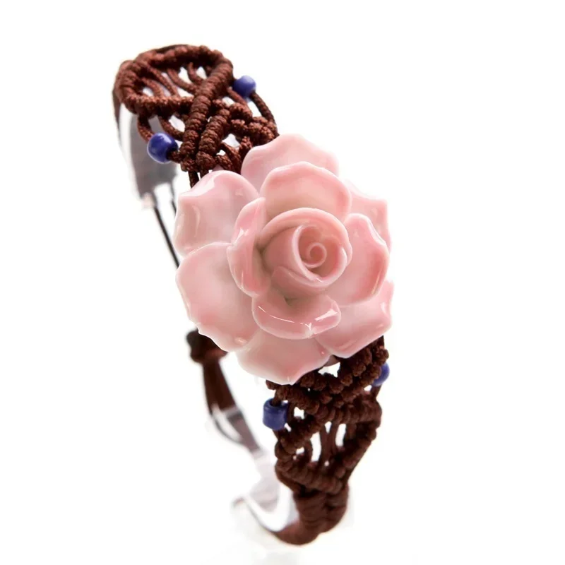 2023 New Fashion handmade Knitted Flower Ceramic Bracelets for Women Girls Lovers Gifts