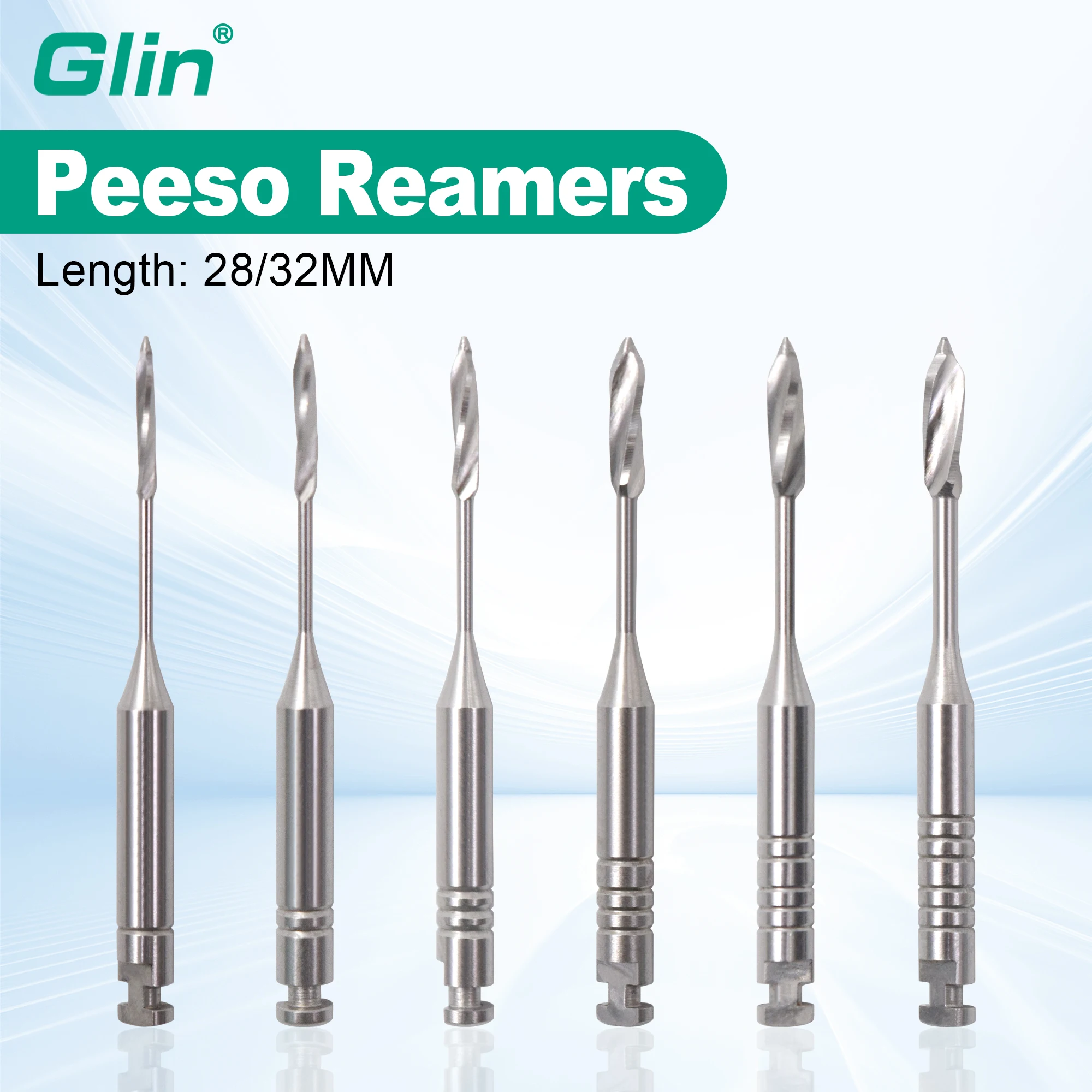 1 Box Glin Peeso Drills #1-6 Stainless Steel Endodontic Rotary File 28mm 32mm Safe Dental Peeso Reamers For Root Canal Treatment