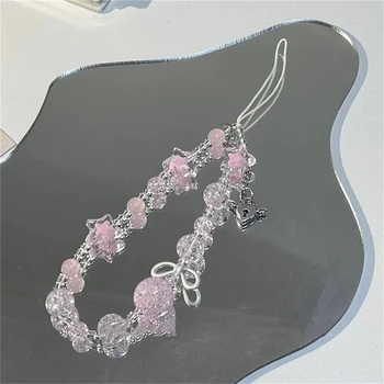 1pcs Ins Style Sweet And Cute Versatile Mobile Phone Chain Star Mobile Phone Pendant Pink…