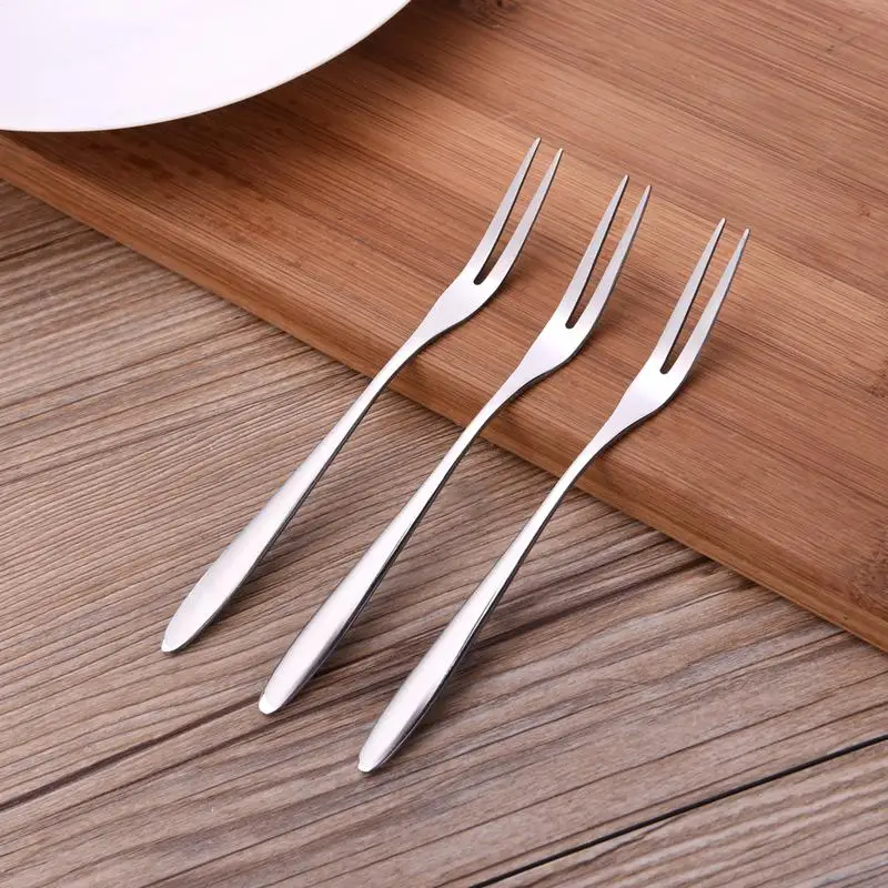 

1-5Pcs high quality Stainless Steel Fruit Forks Dessert Forks Snack Cake Dessert Forks Cafeteria Home Kitchen Tableware