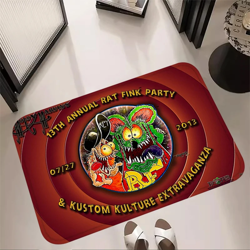 Funny Room Rugs Foot Carpets Rat Fink Entrance Doormat Kawaii Rug Floor Mats Non-Slip Bath Mat Kitchen Hallway Carpet Home Decor