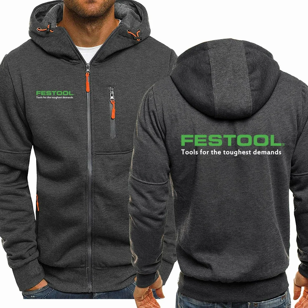 Festool Tools Sweat à capuche pour homme, manches longues, fermeture éclair, coton, Hip-Hop, Harajuku, veste décontractée, mode, printemps, automne, nouveau, 2023