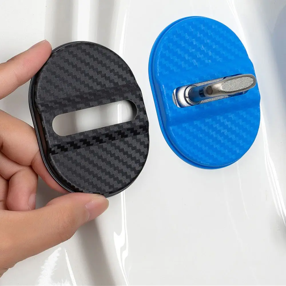 4 Pcs Universal Car Door Lock Protective Cover Plastic Self-adhesive Car Decorative Accessories Car Door Cushion Pad
