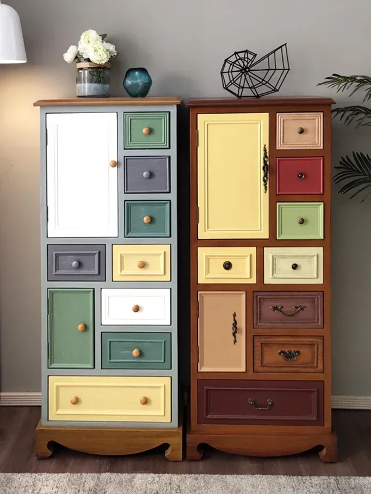 Hot SalesSolid Wood Cabinet, Living Room, Bedroom Storage, Mediterranean Style Drawer Storage