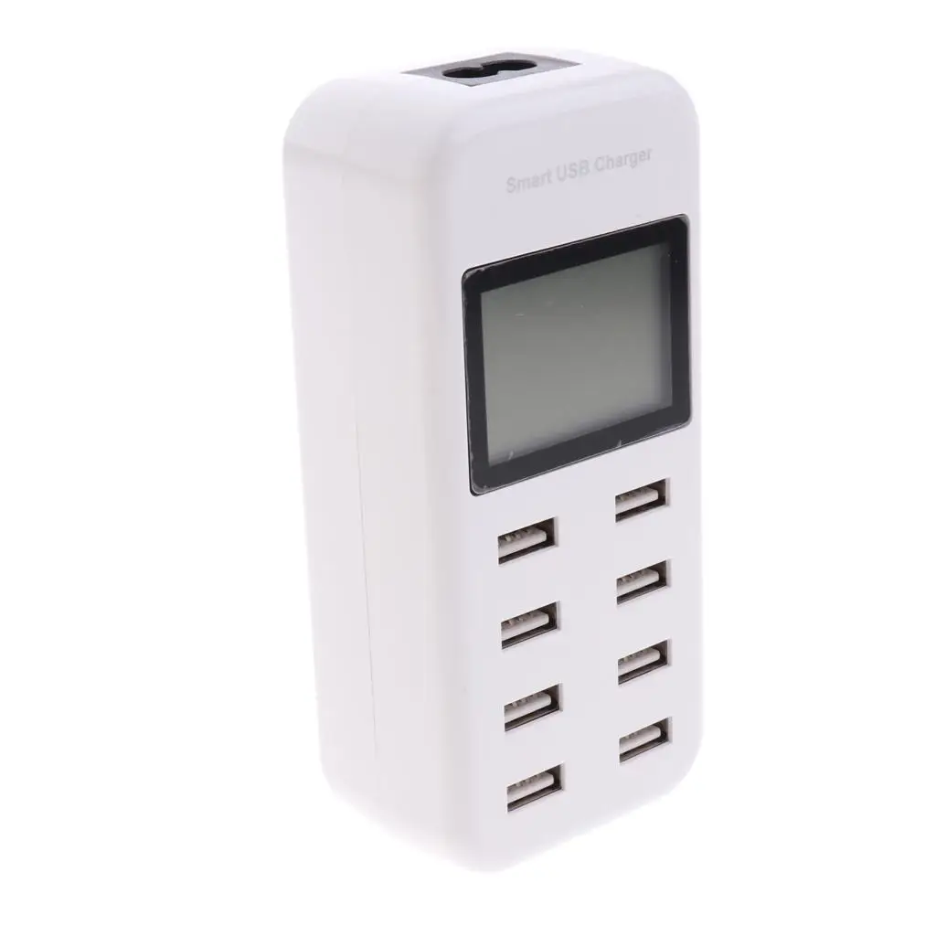 USB Charger Adapter with Real Time LCD Monitor ABS Material Power Adapter for Multiple Electronics