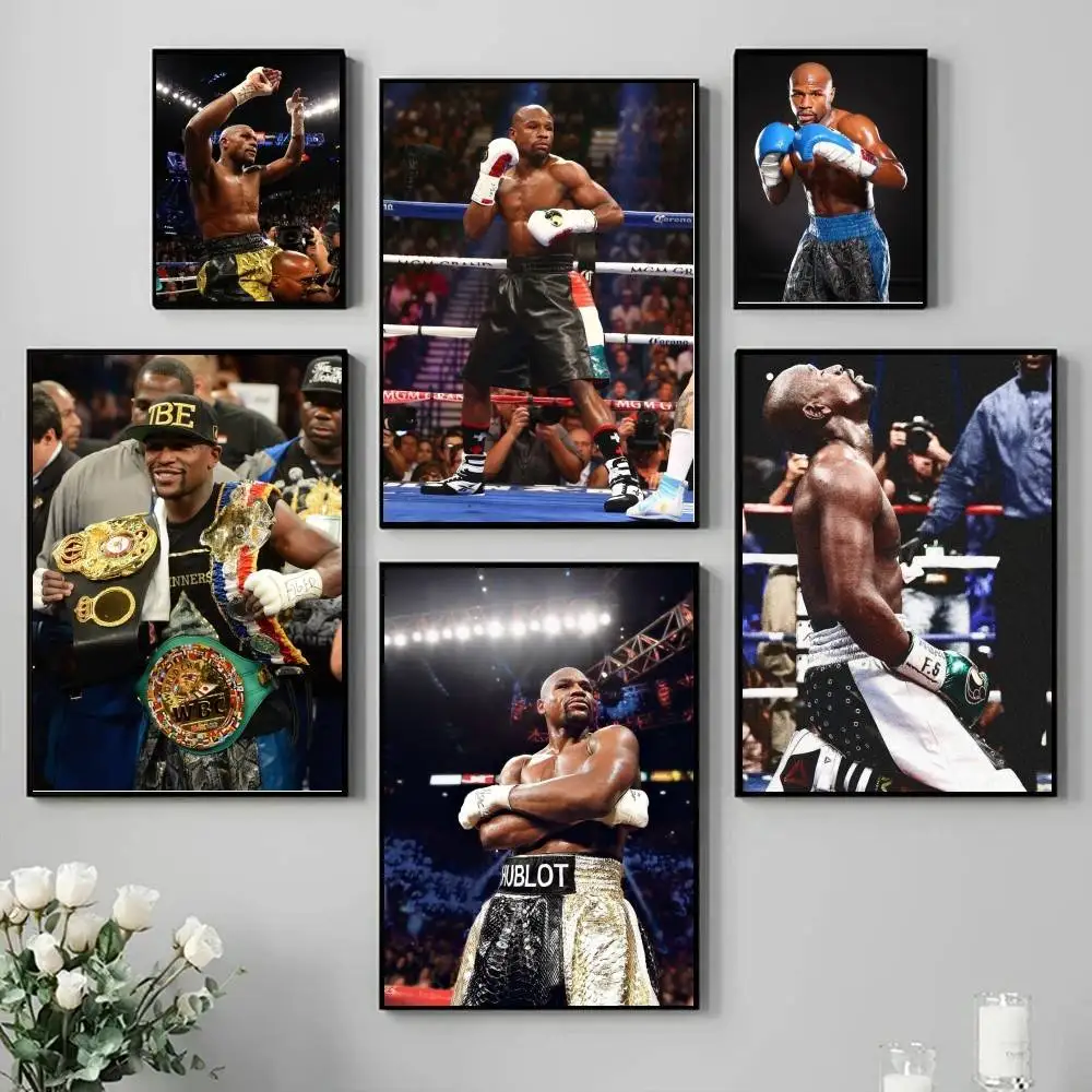 boxer F-Floyd M-Mayweather Jr  Poster Self-adhesive Art Waterproof Paper Sticker Coffee House Bar Room Wall Decor