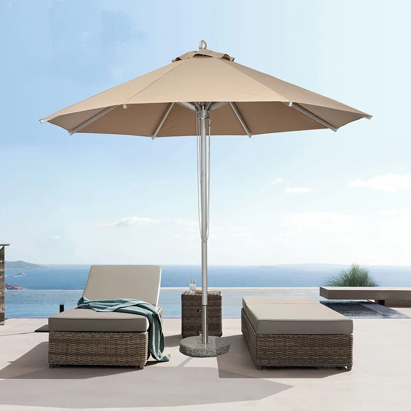 Modern Aluminum Outdoor Parasol for Courtyard Beach Hotel Pool Cafe Commercial Sun Umbrella Hotel Swimming Pool Sun Protection