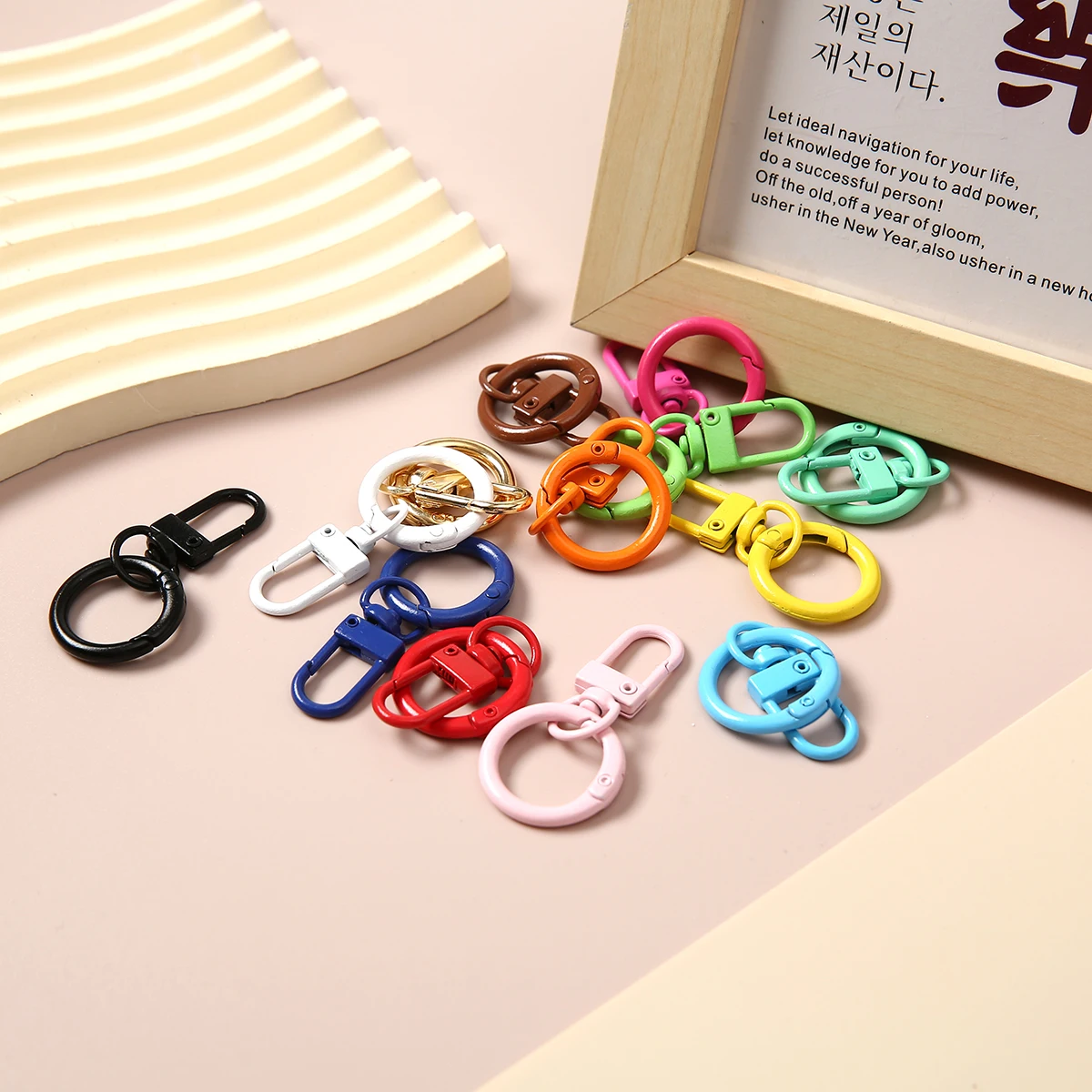 1/2/5/10/20 pcs Colorful Metal Snap Lobster Clasp Hooks Paint Baking Keychains Round Buckle Keyring  For DIY Jewelry Finings