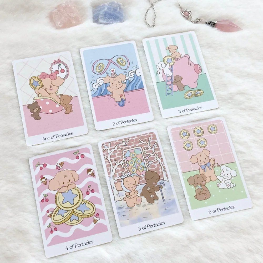 12*7cm Cute Dogs Tarot Deck 78 Pcs Chou Chou Tarot Cards with Guidebook for Beginners Kawaii