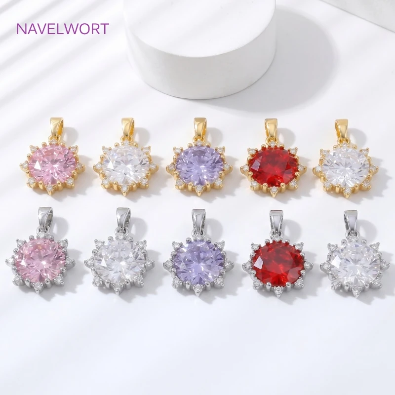 Luxuriöse 18K vergoldete Sonnenblumen-Anhänger für die Schmuckherstellung, mit Zirkonia besetzt, DIY-Zubehör für Halsketten.