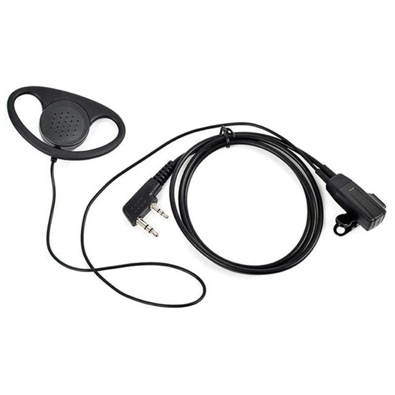 1 PCS Single Wire Earpiece Headset Kit MIC PTT Mic D Shaped 2 Pin Radio Earphone Walkie Talkie Ear Hook