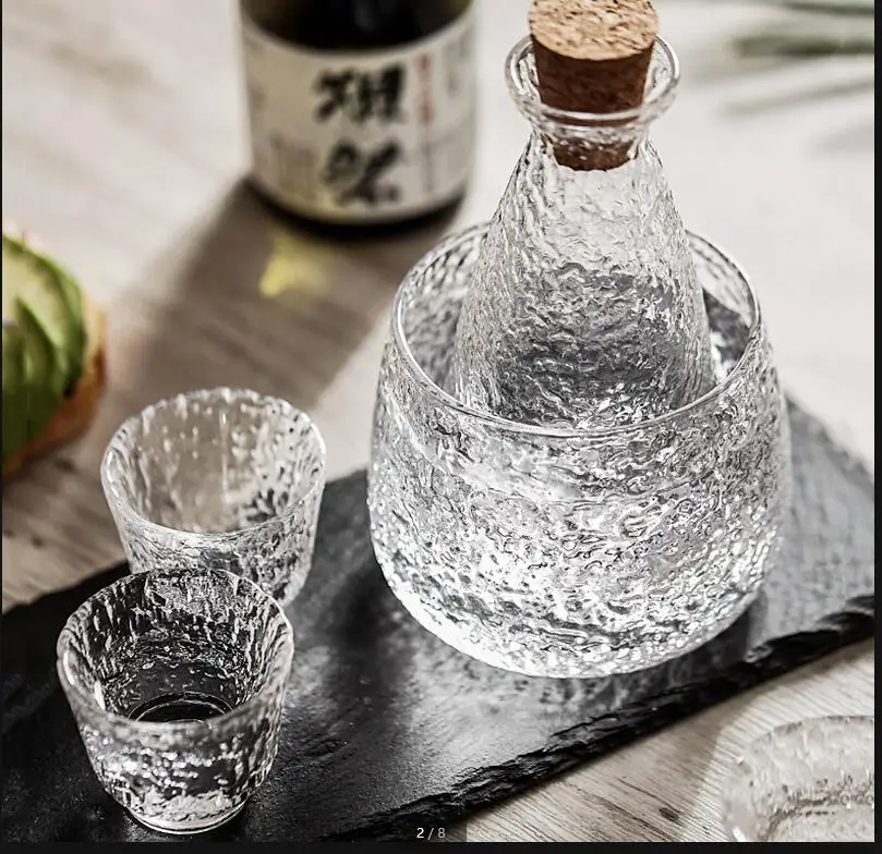 Transparent Wine Glass Set Bar Sets Sake Flagon Warmer Dispenser Cup Liquor Pot Barware Drinking Utensils