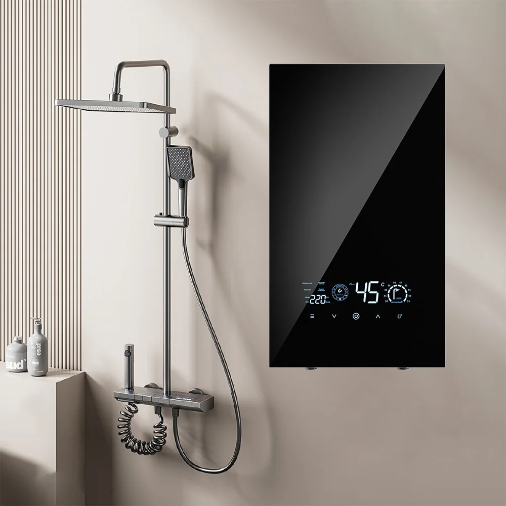 High Quality Home 8kW 12kW Smart Electric Instantaneous Tankless Hot Geyser Shower Water Heater for Bathroom