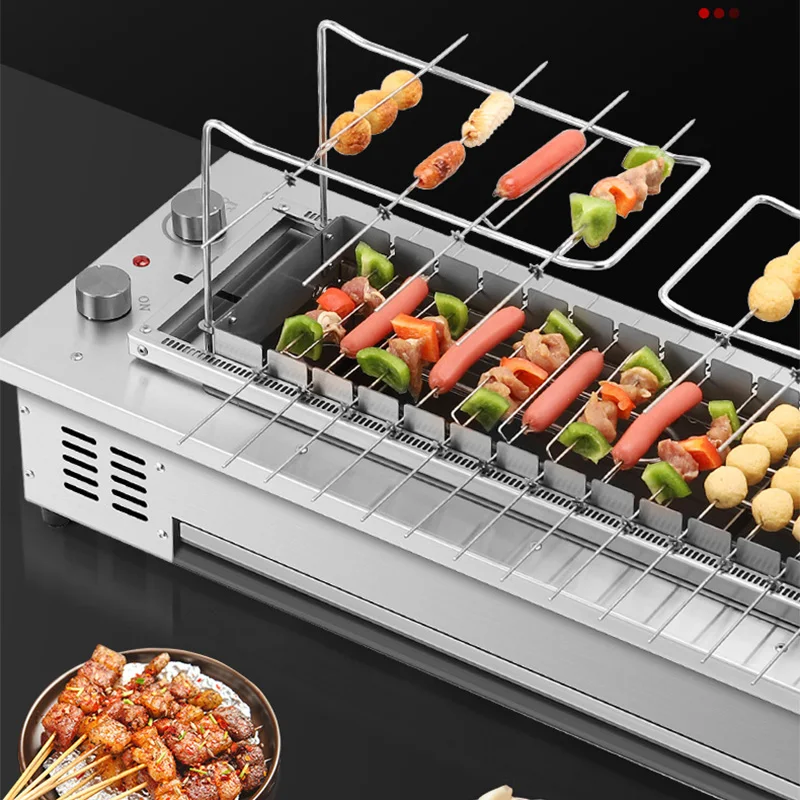 10 꼬치/16 꼬치 상업용 자동 회전 꼬치 기계 바베큐 그릴 무연 전기 도금 실내 전기 그릴