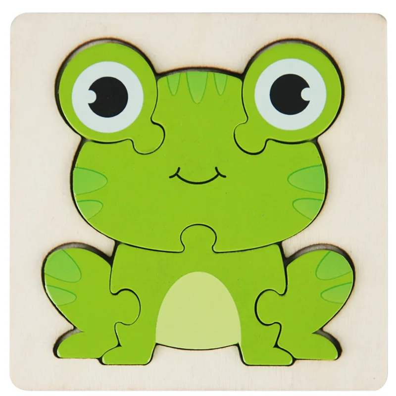 High Quality 3D Wooden Puzzle Baby Cartoon Animal Traffic Jigsaw Early Learning Cognition Game Puzzle Toys for Children