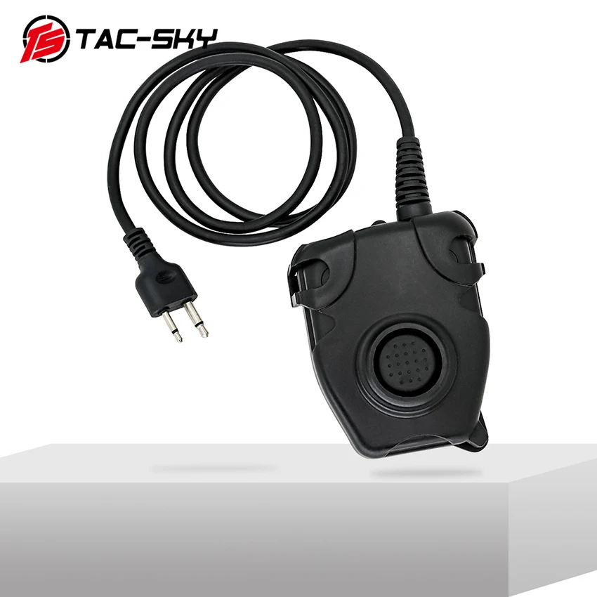 TAC-SKY Tactical Hunting Airsoft Sports Headset Walkie Talkie PTT Adapter Push-to-Talk 2-pin ICOM Plug Ptt