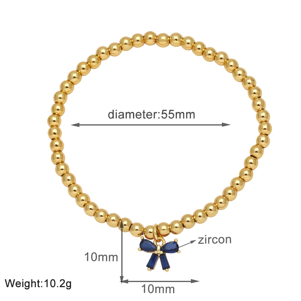 FLOLA Simple Beaded Chain Bowknot Bracelets for Women Elastic Bracelets Gold Plated Jewelry Gifts brtd81