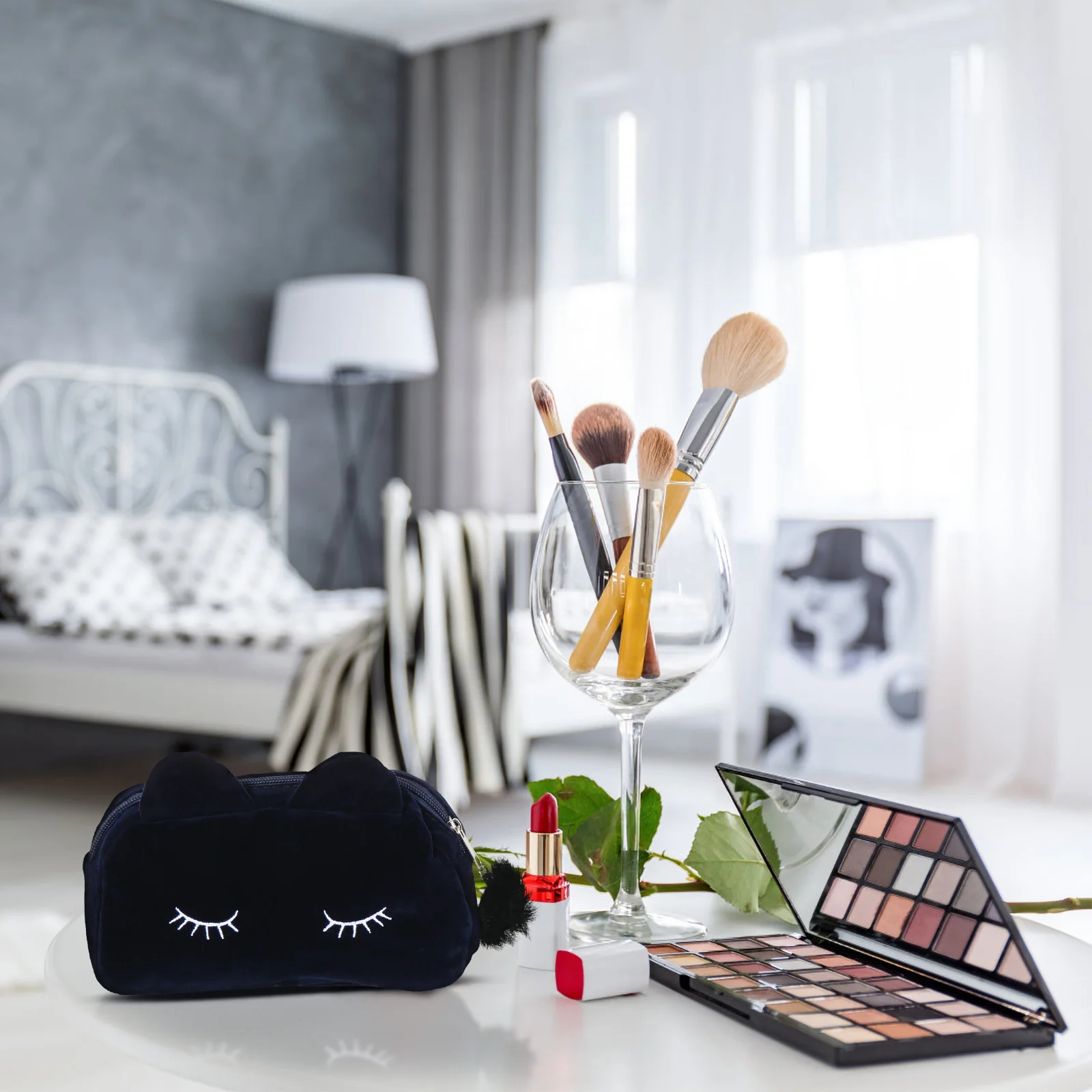 

2Pcs Cat Bags Lightweight Portable Travel Toiletry Storage Organizer Makeup Pouch Pen Storage Bag Travel Cosmetics Bag