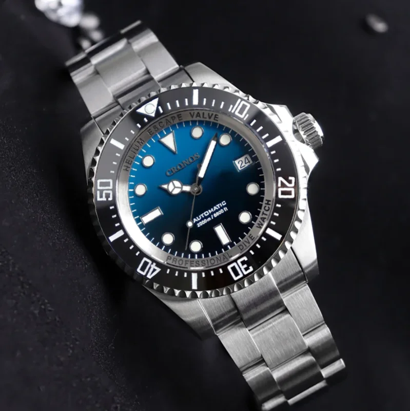 

CRONOS Men Automatic Watch 44mm Sport Mechanical Wristwatch Sapphire Diver 200ATM Waterproof BGW-9 Luminous NH35 Ceramic Bezel