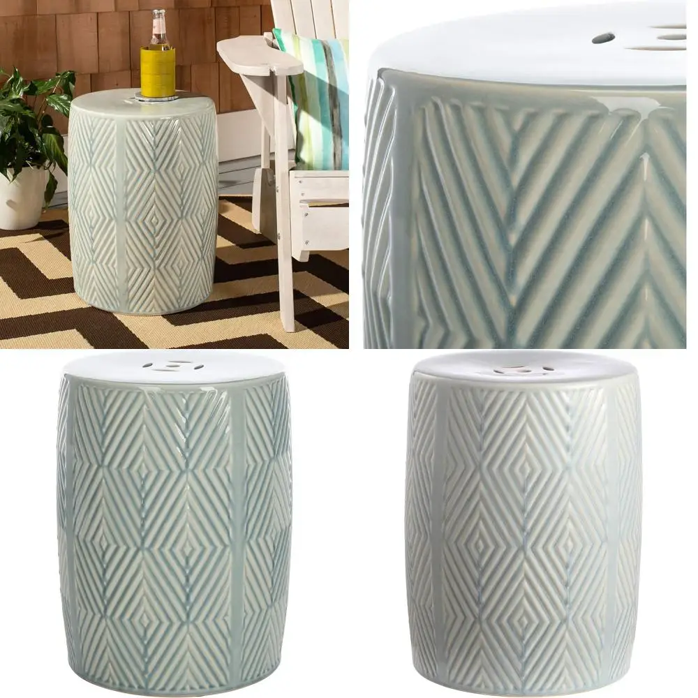 

Light Blue 18-inch Indoor/Outdoor Garden Stool Side Table