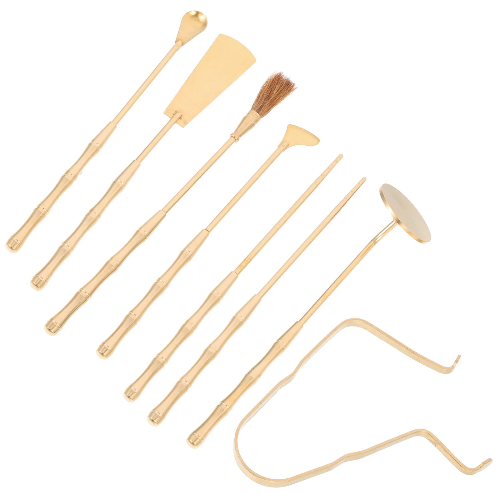 

7Pcs Incense Ash Tool Set Brass Presser Long Handle Burner Kit for Home Study Temple Office Chinese Incense Burner Kit