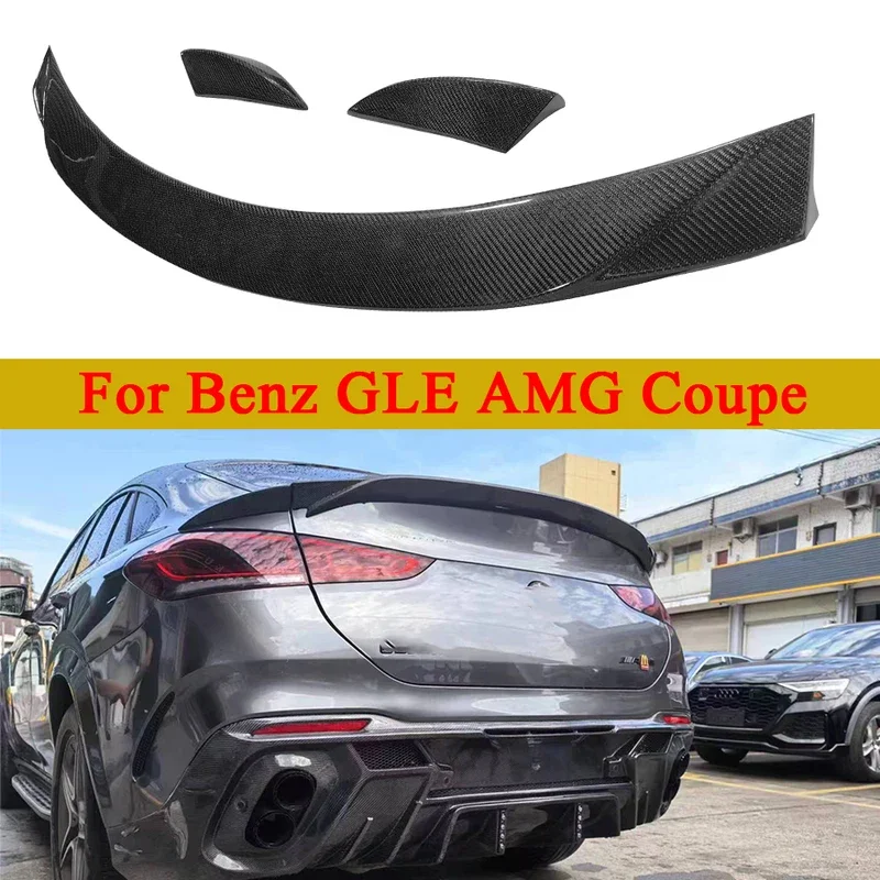 For Mercedes Benz GLE Class GLE53 GLE63 Carbon Fiber Tail fins Rear Trunk Spoiler Guide Wing Rear Wing Diverte Car Accessories