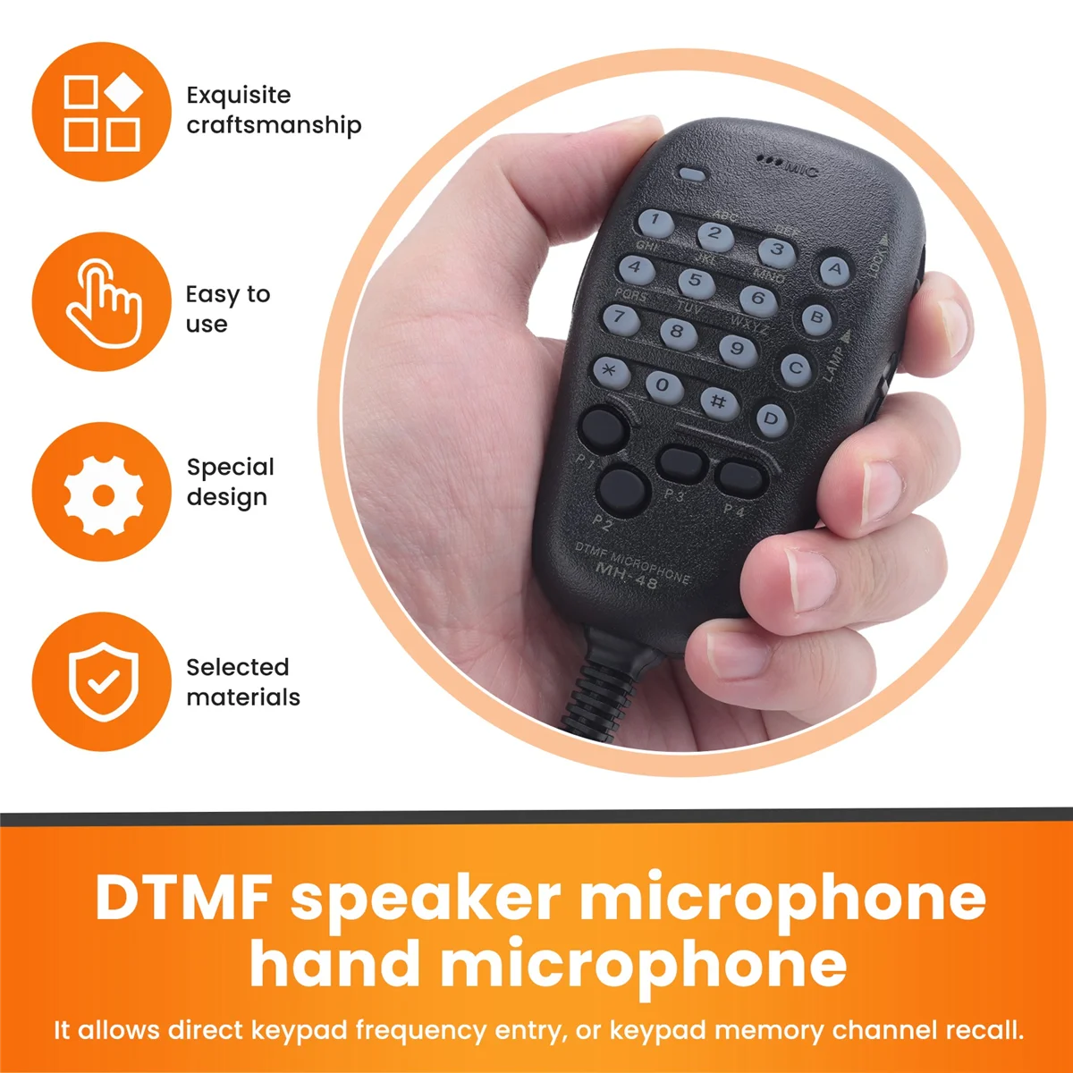 Speaker For YAESU MH-48 MH-48A6J DTMF Speaker Microphone for FT-8800R FT-8900R FT-7900R FT-1807 FT-7800R FT-2900R FT-190