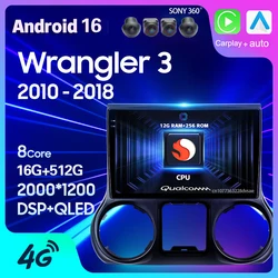 Android 15 Car Radio GPS For Jeep Wrangler 3 JK 2010 2011 2012 2013-2018 Carplay Multimedia Player Navigation Head Unit Stereo