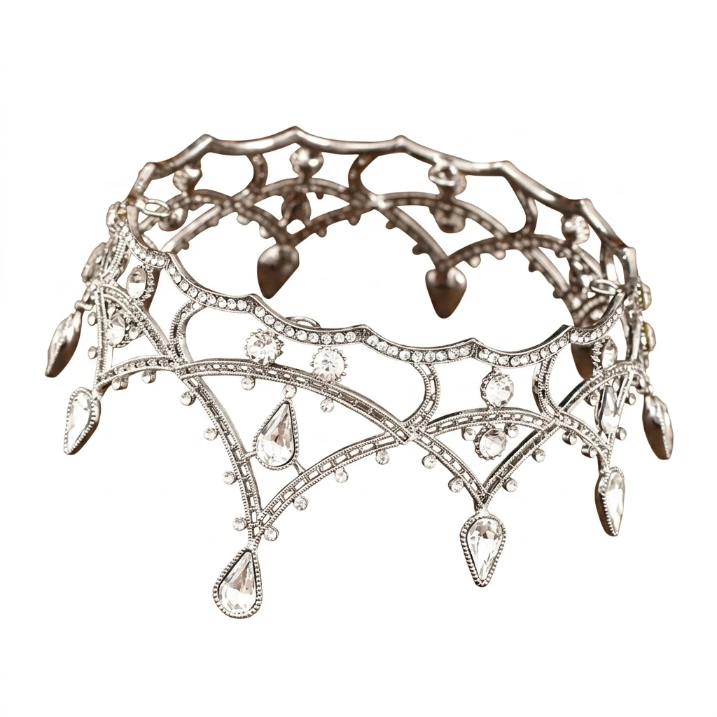 1pc Baroque Crystal Crown Elegant Retro Style Bridal Headpiece for Wedding Party Prom Queen Accessories Lightweight Alloy view 2