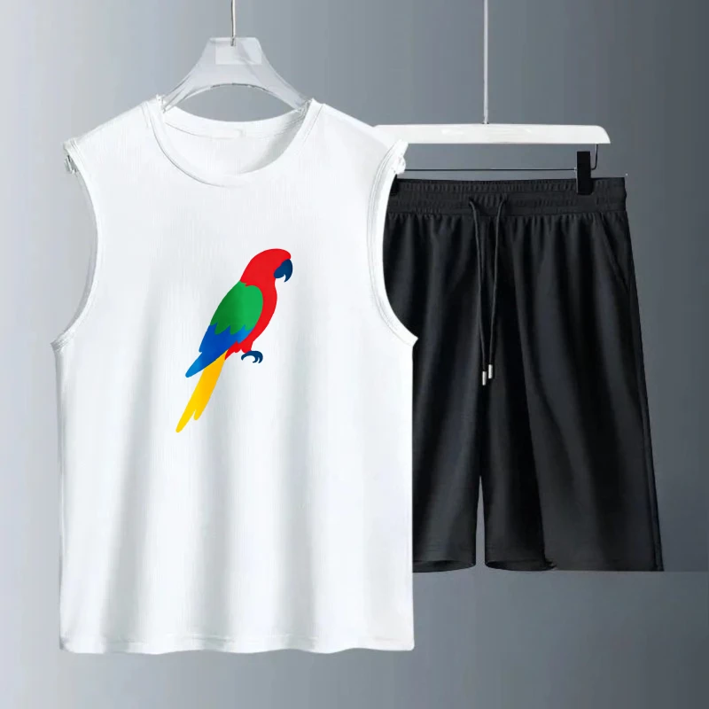 

Men's Tank top Sets Summe Fashion Polyester Short Sleeve+ Shorts men's set Men's summer clothing Breathable drip clothing