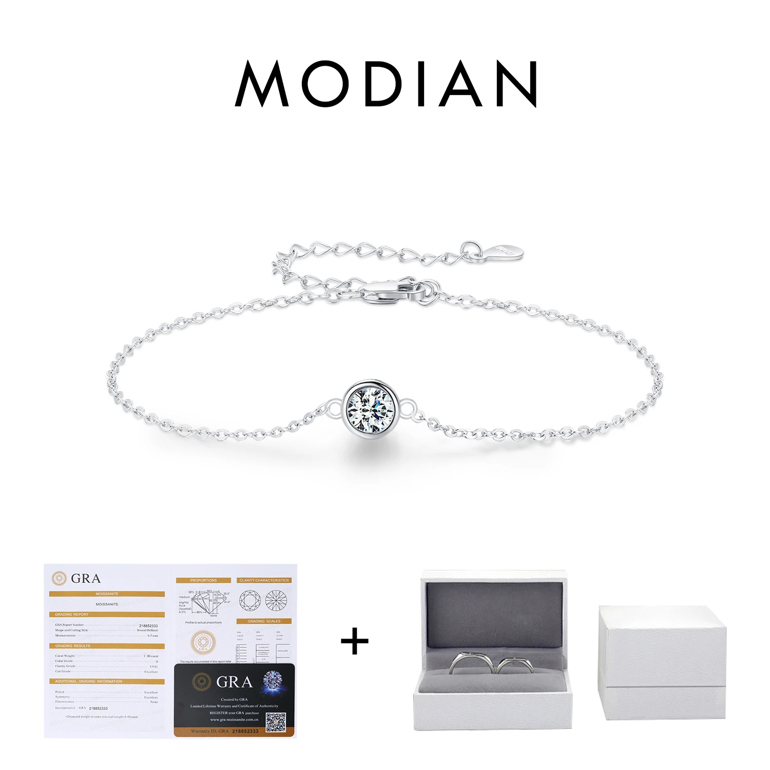 MODIAN 0.5CT Moissanite Bracelet 925 Sterling Silver Classic Link Chain Charms Bracelets For Women Luxury Wedding Jewelry 6
