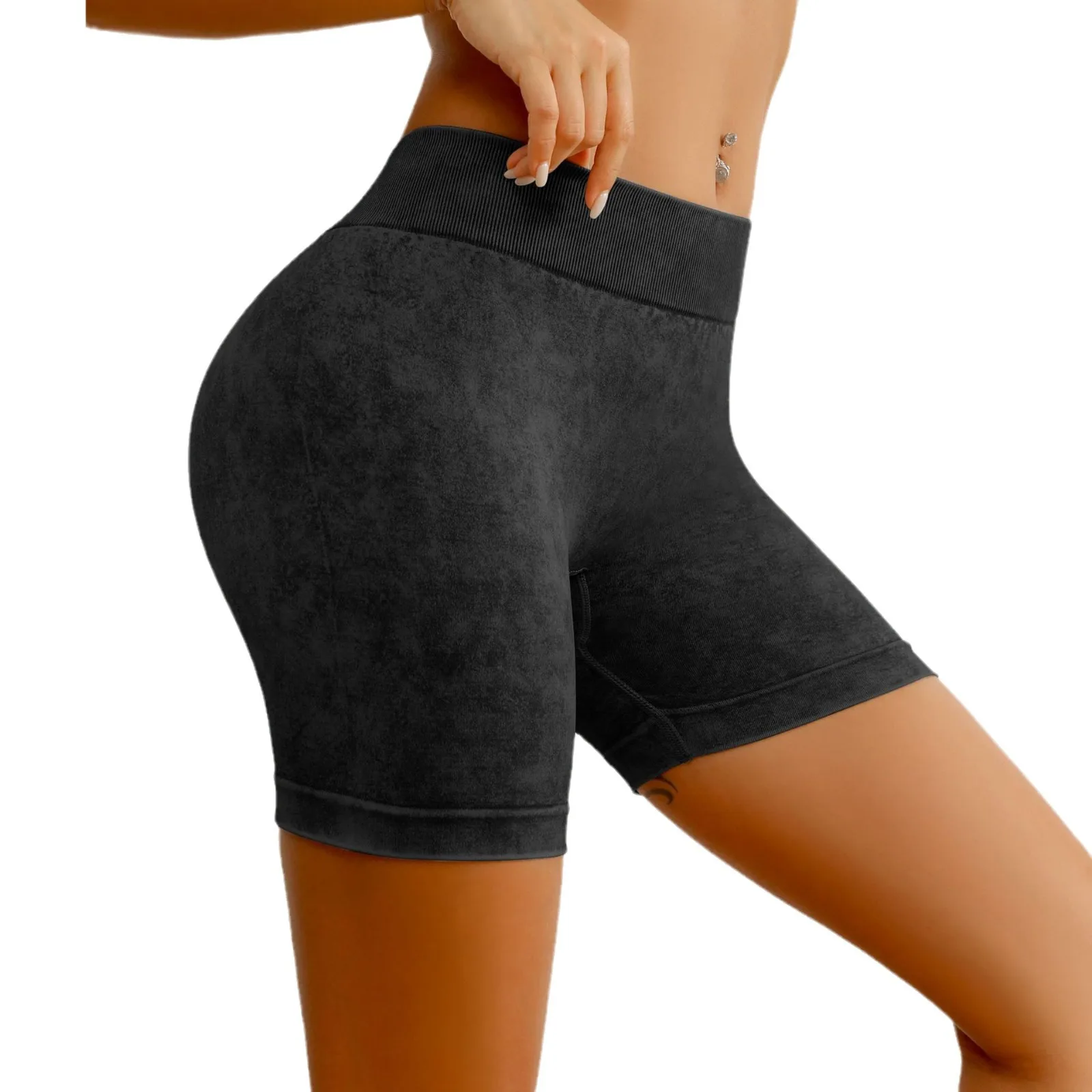 Seamless Yoga Clothes For Women V Shorts Stone Washed Craft Peach Hip Hip Lifting 3 Pants