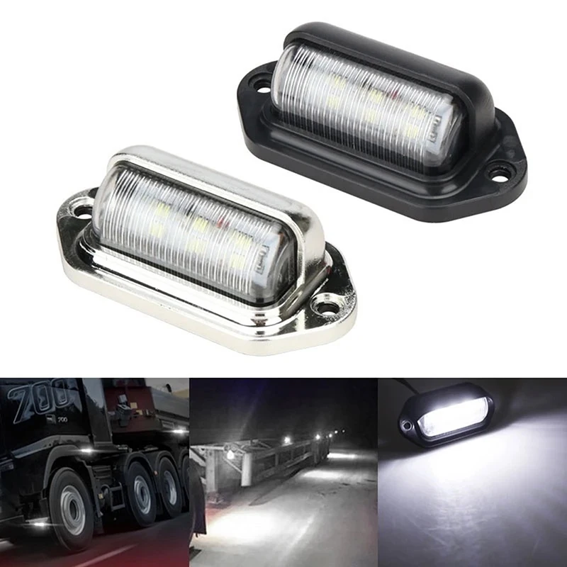 

【CR】2Pcs 6LED Truck License Plate Light Car Truck Bus Trailer Tail Lamp Side Bulb 12-24V Motorcycle Signal Light Car Accessories