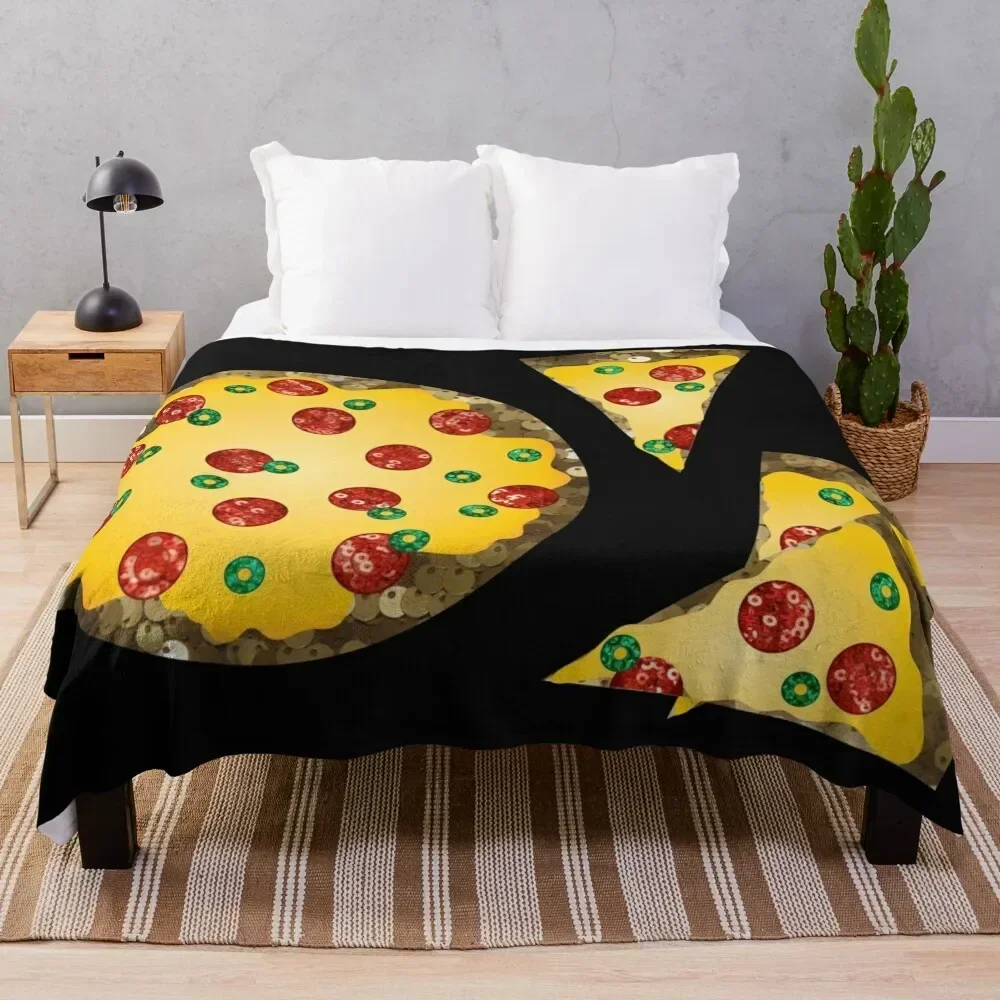 

sequin print pizza Throw Blanket Soft Cozy Blanket for Pet Kids Adults