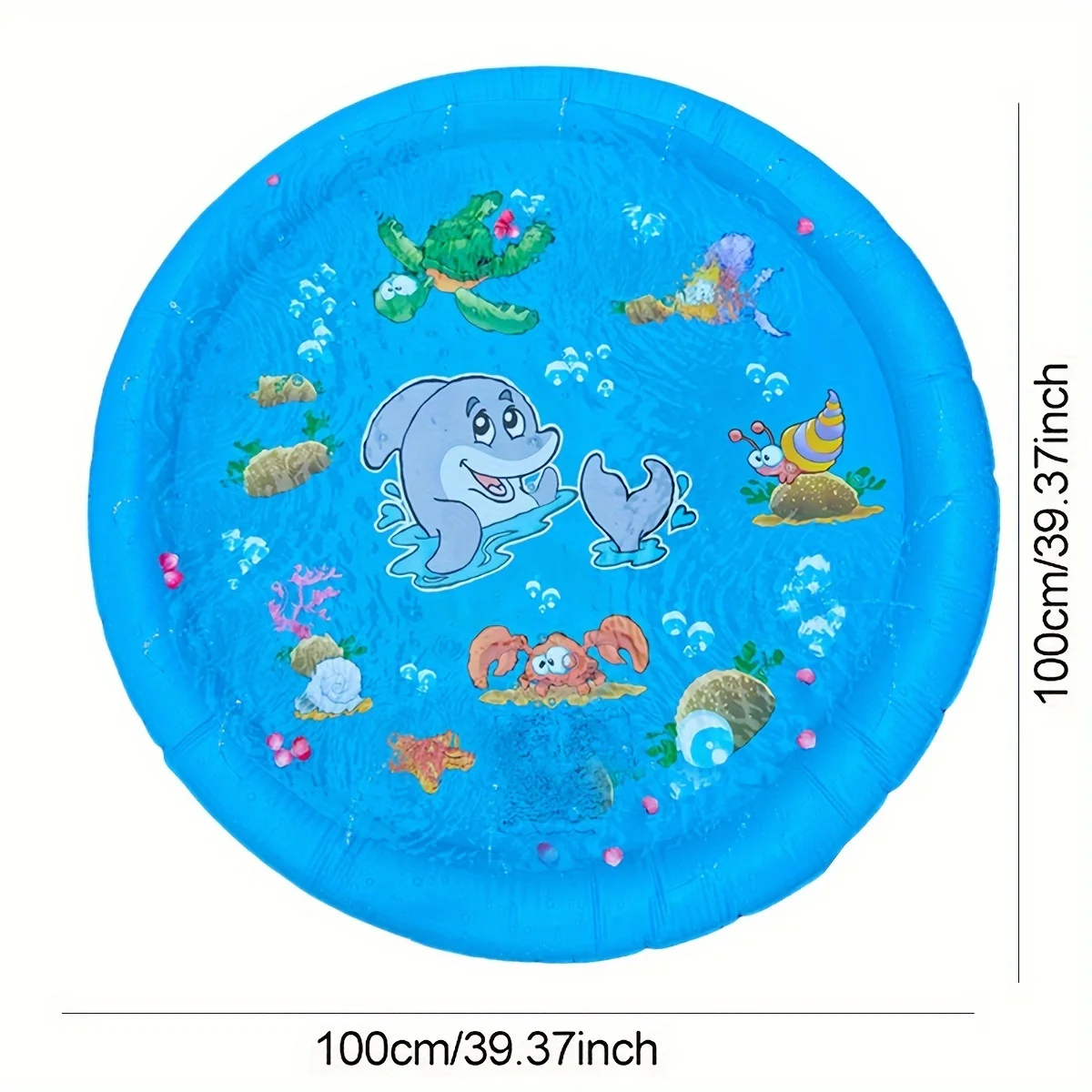 39.37inch Round Splash Pad Kids Sprinkler Pool Summer Outdoor Water Toys Fun Backyard Fountain Play Mat for Children And Pets