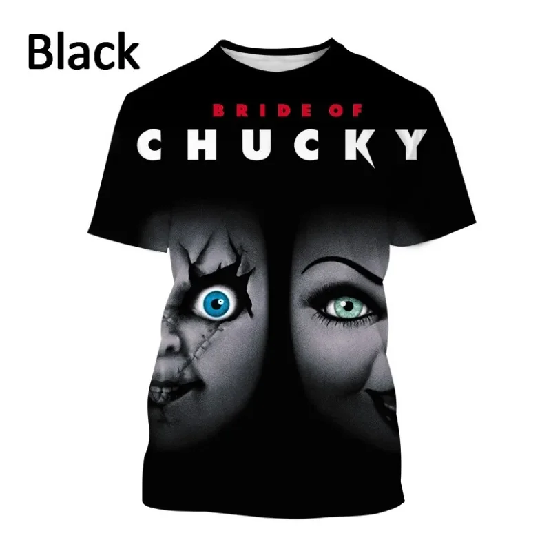 2023 Summer New Horror Chucky Doll 3D Printing T Shirt Casual Personality Horror Movie Hip-hop Unisex T-shirt