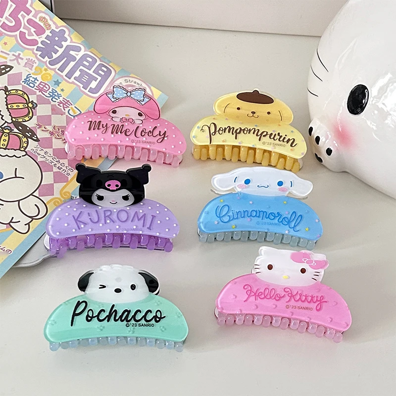 Pinza de pelo Sanrio de animales pequeños de Anime de dibujos animados, pinzas de pelo bonitas y dulces, horquilla para la parte posterior de la cabeza, tocado Kawaii, Clips de tiburón Acrílico