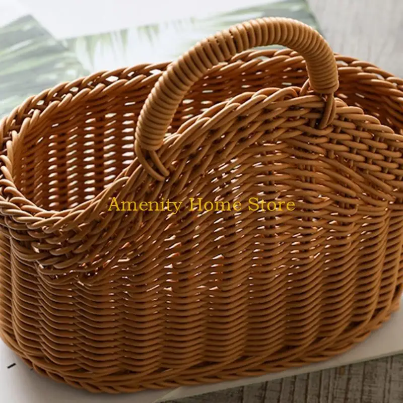 

F26C Space Saving Wall Hanging Basket Easy Install Sturdy Weave Home Accessory for Kitchen Supplies and Bathromm Items