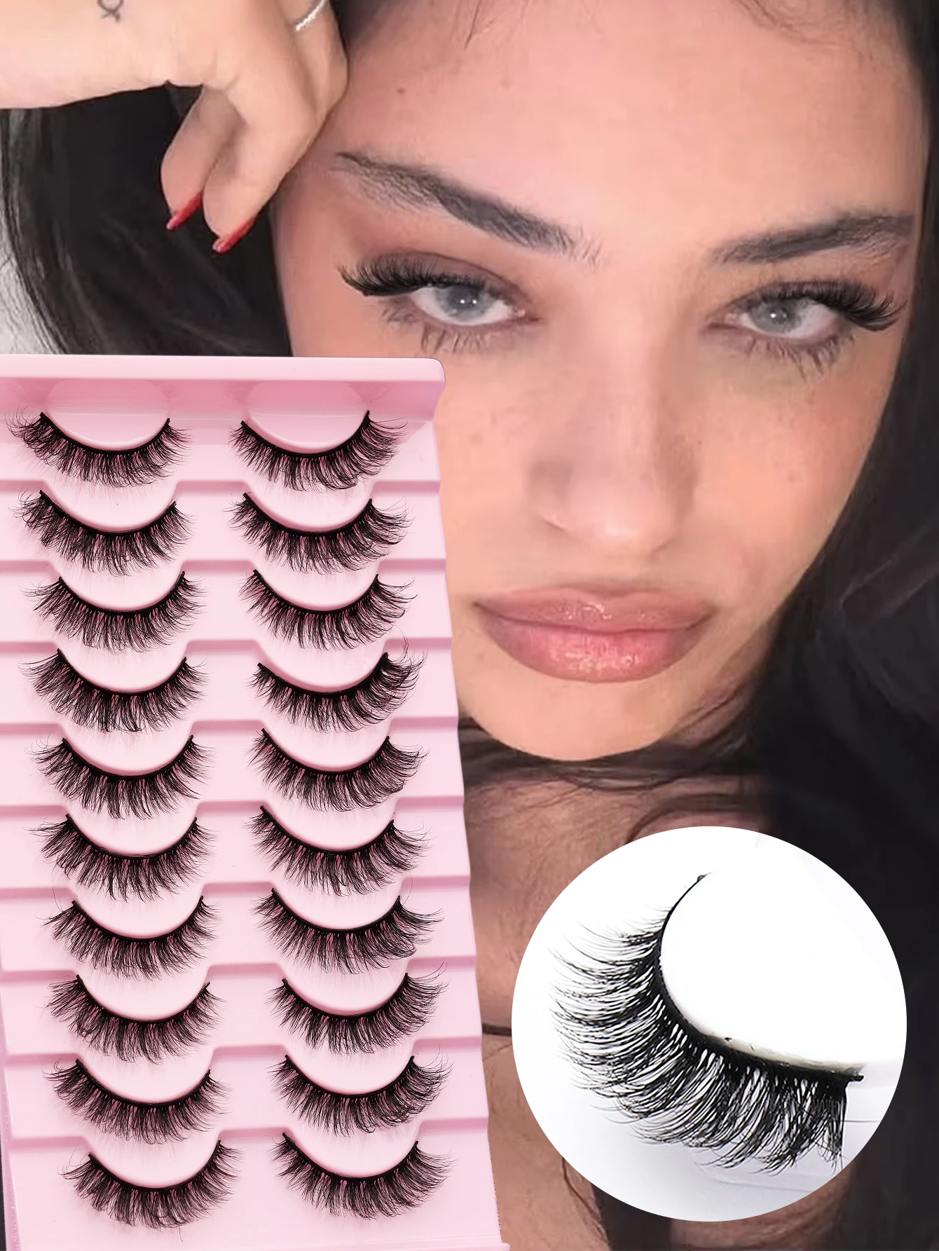 2 boxes of 10 pairs of natural false eyelashes, fluffy, soft, exaggerated 3D long, slim, messy, thick false eyelashes, hair extensions, large capacity, handmade, full natural eyelashes, long-lasting makeup and beauty tools