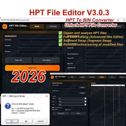 New HPT File Editor V3.0.3 Hpt To Bin Convertor Tool Unlock VIN OS Calibration HEX Editor Unlock VIN OS Calibration