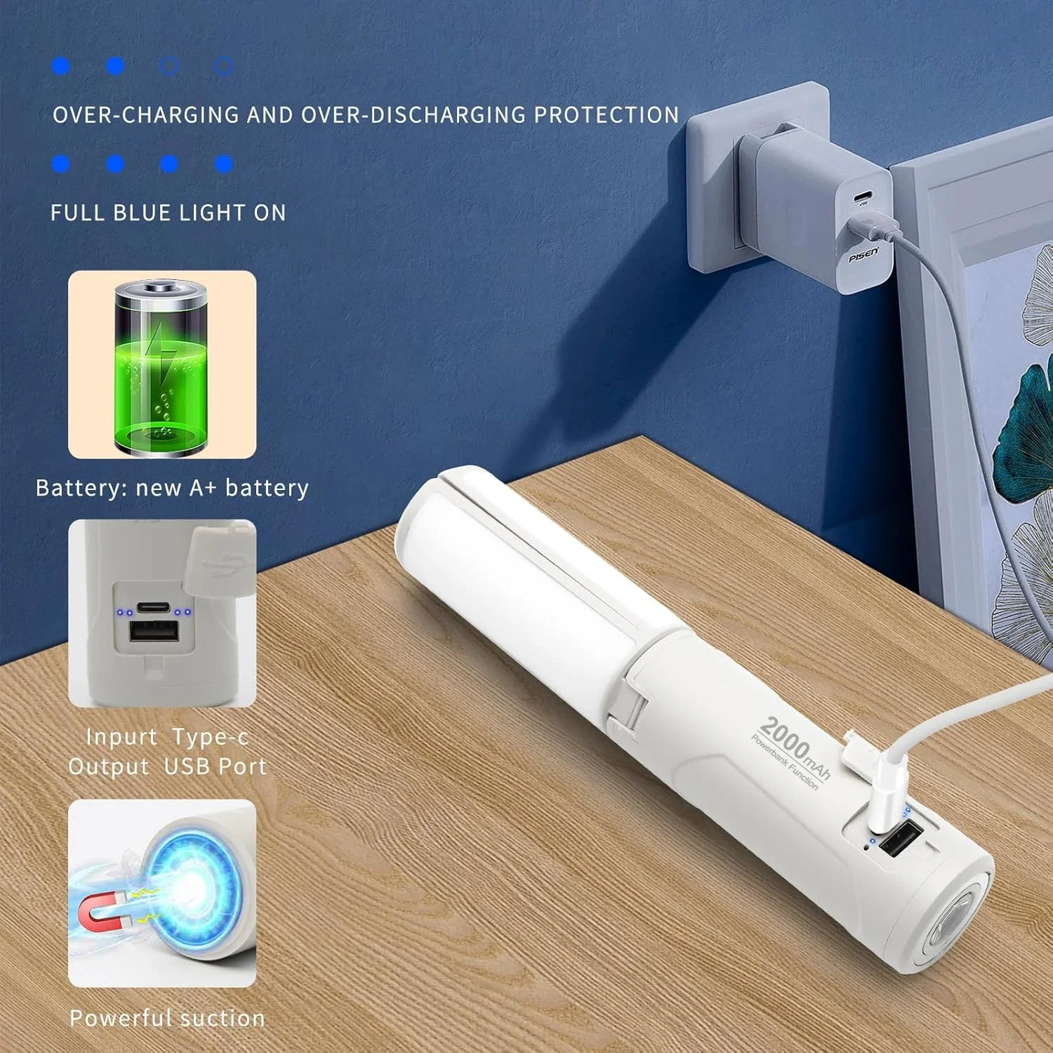 Luz de camping plegable LED regulable Linterna de camping recargable por USB con 90 °   Linterna plegable ajustable IPX4 Luz portátil