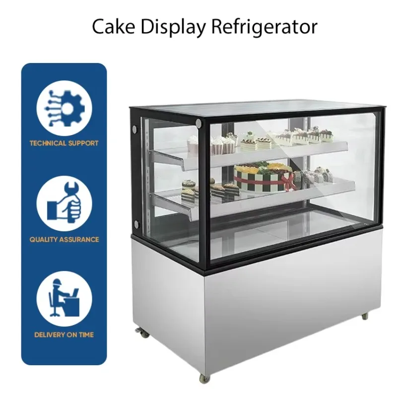 Efficient cake freezer with LED lights and digital temperature setting for cake display