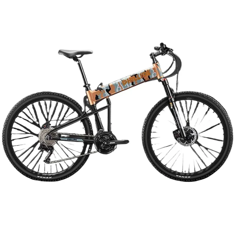 

Folding Bike Adult Variable Speed Mountain Bike Off-Road Wide Tire Trunk Portable